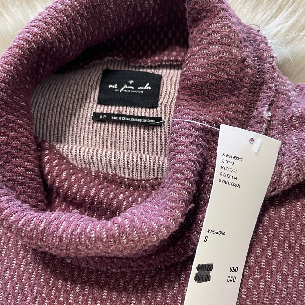 NWT Out From Under Raw Cut Off Hem Crop Long Sleeve Thermal Turtleneck Top Small - Picture 8 of 12